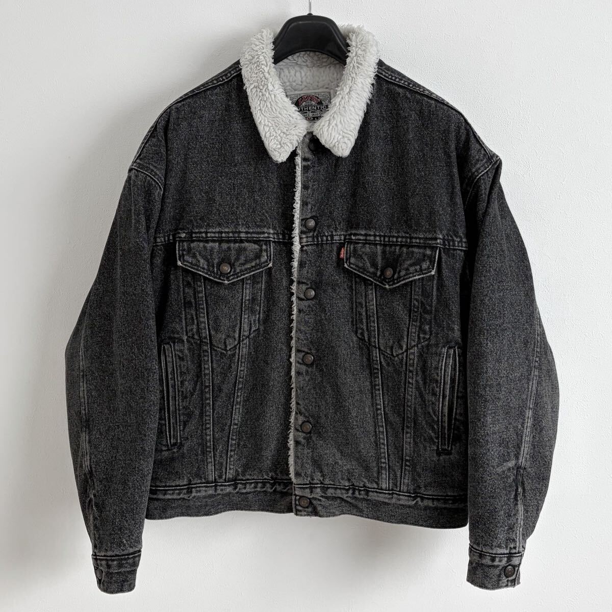 90s USA製 LEVI'S 先染め ブラック デニム ボア ジャケット 黒 ヴィンテージ ビンテージ LEVIS リーバイス ジージャン アメリカ製 米国製