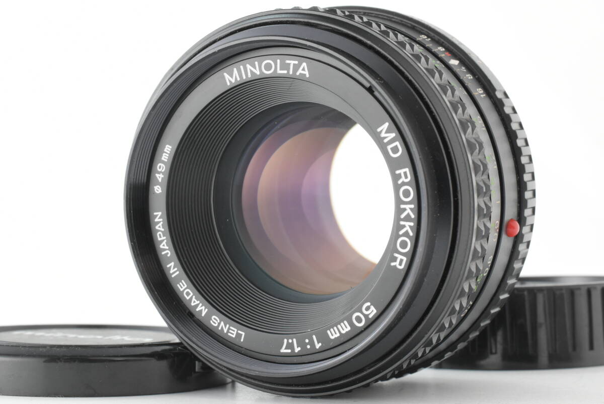 【MINOLTA】ミノルタ MD ROKKOR 50mm F1.7 標準単焦点レンズ MF キャップ付 良品 EF-1618