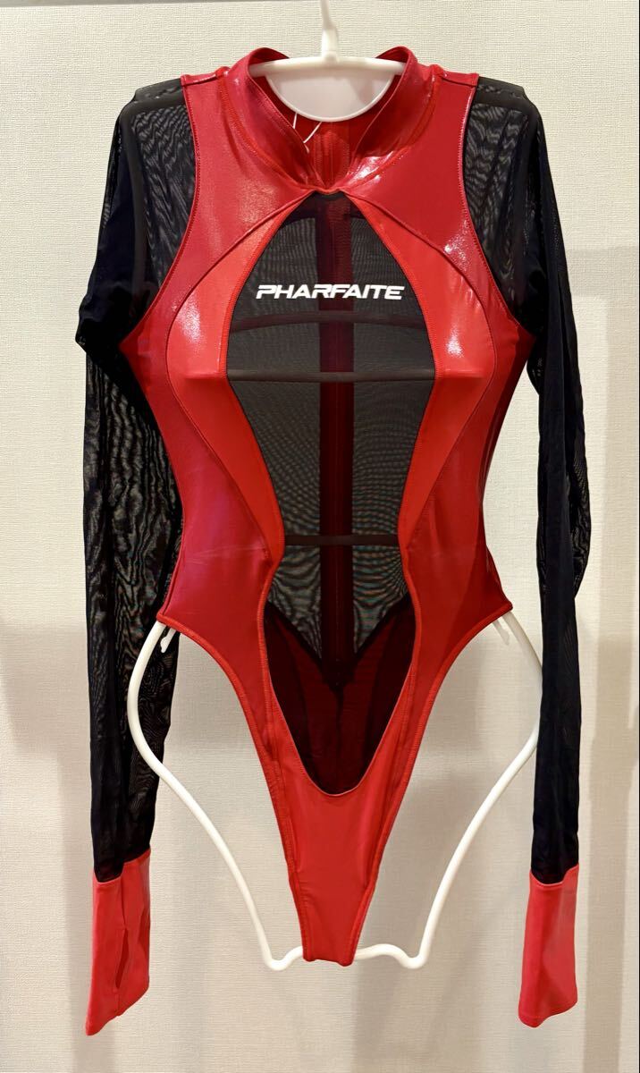 パルフェット pharfaite PF688 Sサイズ ルビー SGSxSHEER ロングスリーブスピンラインボディスーツ コスプレ シースルー Tバックレオタード
