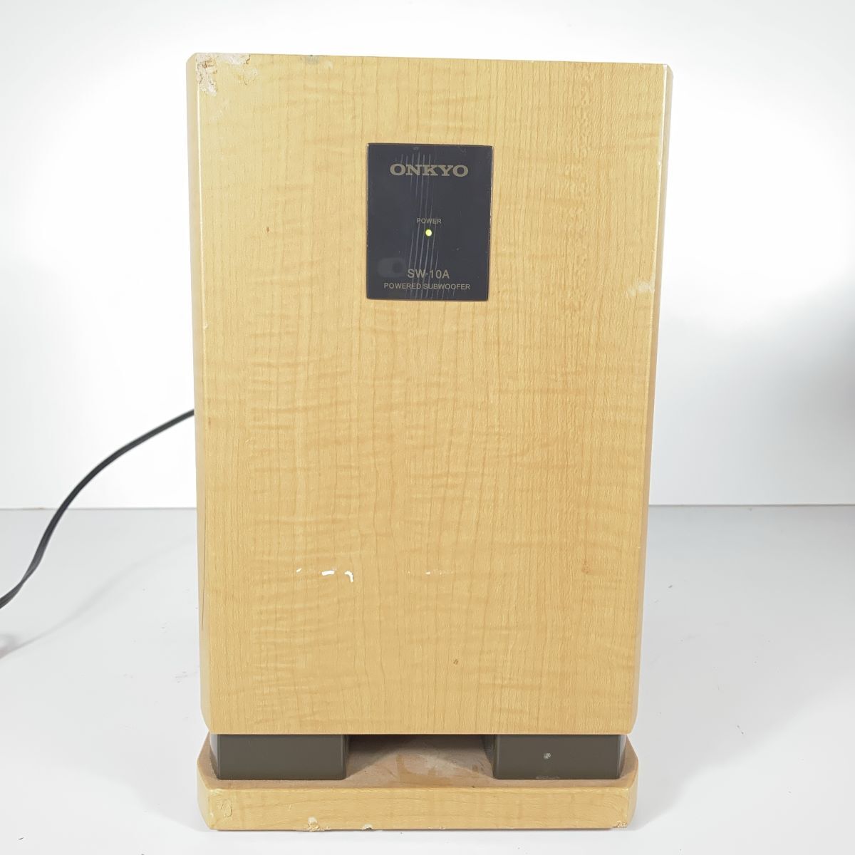 通電 ONKYO SW-10A パワードサブウーファーオーディオ オンキョー 木目調 ライトブラウン POWERED SUBWOOFE アンプ内蔵サブウーファー