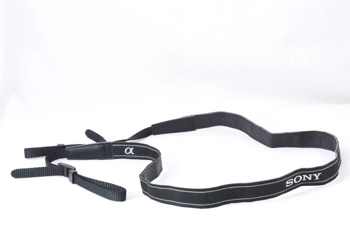 ☆SONY ソニー α アルファ カメラ ストラップ 黒色(ブラック)×白色(ホワイト)×グレー 細め 刺繍文字 ショルダー ネック Camera Strap☆