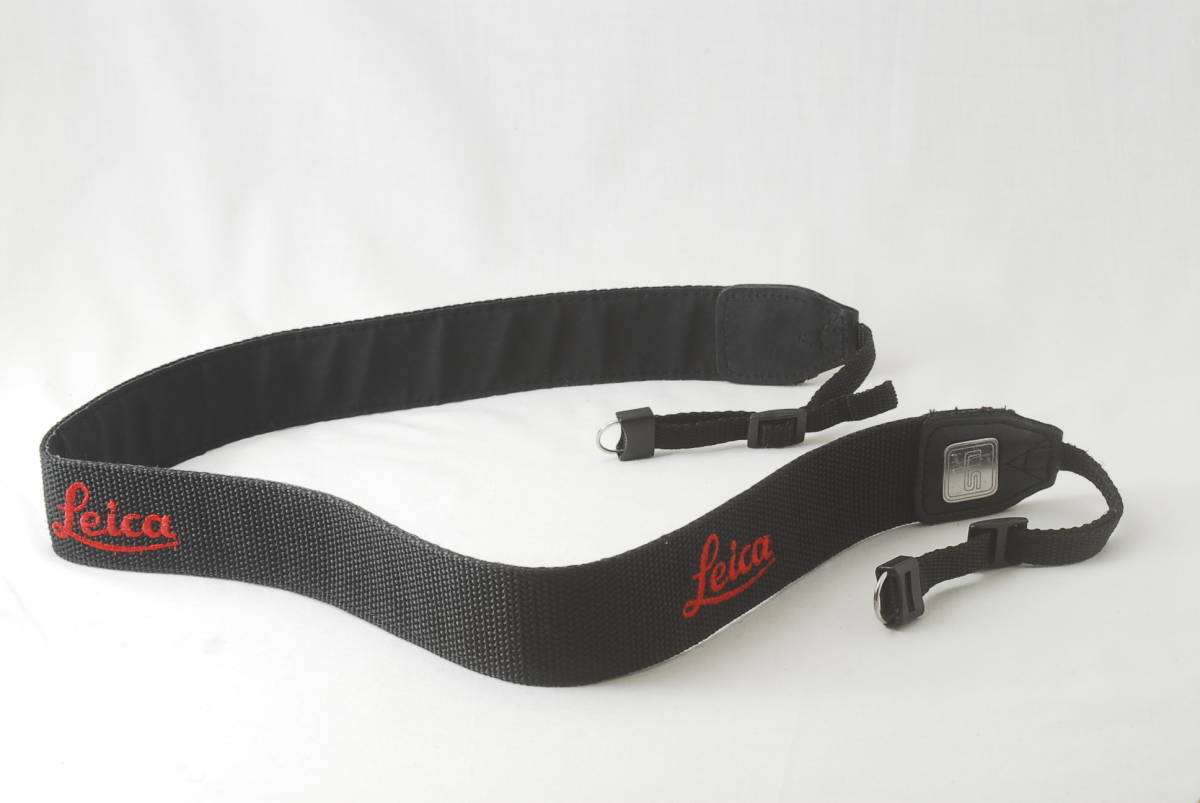 ☆LEICA ライカ カメラ ストラップ 金具付き 刺繍文字 黒色(ブラック)×赤色(レッド) sh シイベルヘグナー 金具付き Camera Strap☆