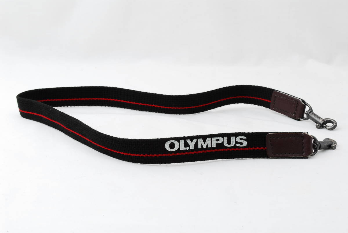 ☆美品☆OLYMPUS オリンパス カメラ ストラップ 黒色(ブラック)×白色(ホワイト)×赤色(レッド) 細め フック式 ショルダー Camera Strap☆