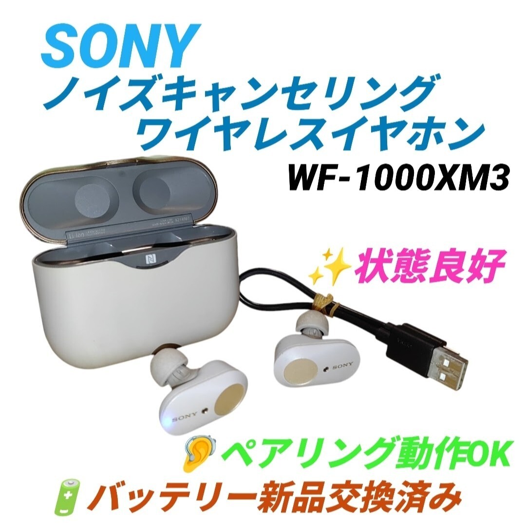 【動作OKな状態良好品/バッテリー新品交換済み】ソニー/SONY　ハイレゾ相当ワイヤレスイヤホン　ノイズキャンセリングイヤホン　WF-1000XM3