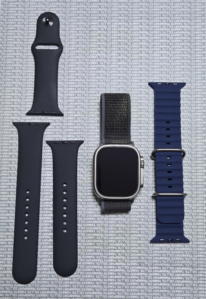 美品 純正 Apple Watch Ultra 2 GPS+Cellular 49mm MRF53J/A ナチュラルチタニウム ブルー/ブラックトレイルループS/M A2986 Apple Store