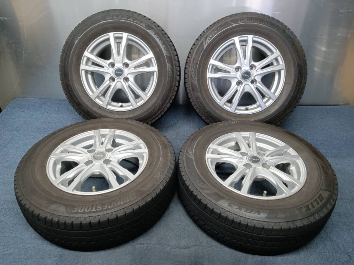 ★8-8.5分山★21年製★ ブリヂストンBLIZZAK VRX3 185/70R14　社外ホイール 14×5.5J +38 4H-100 4本セット スタッドレス　C1335