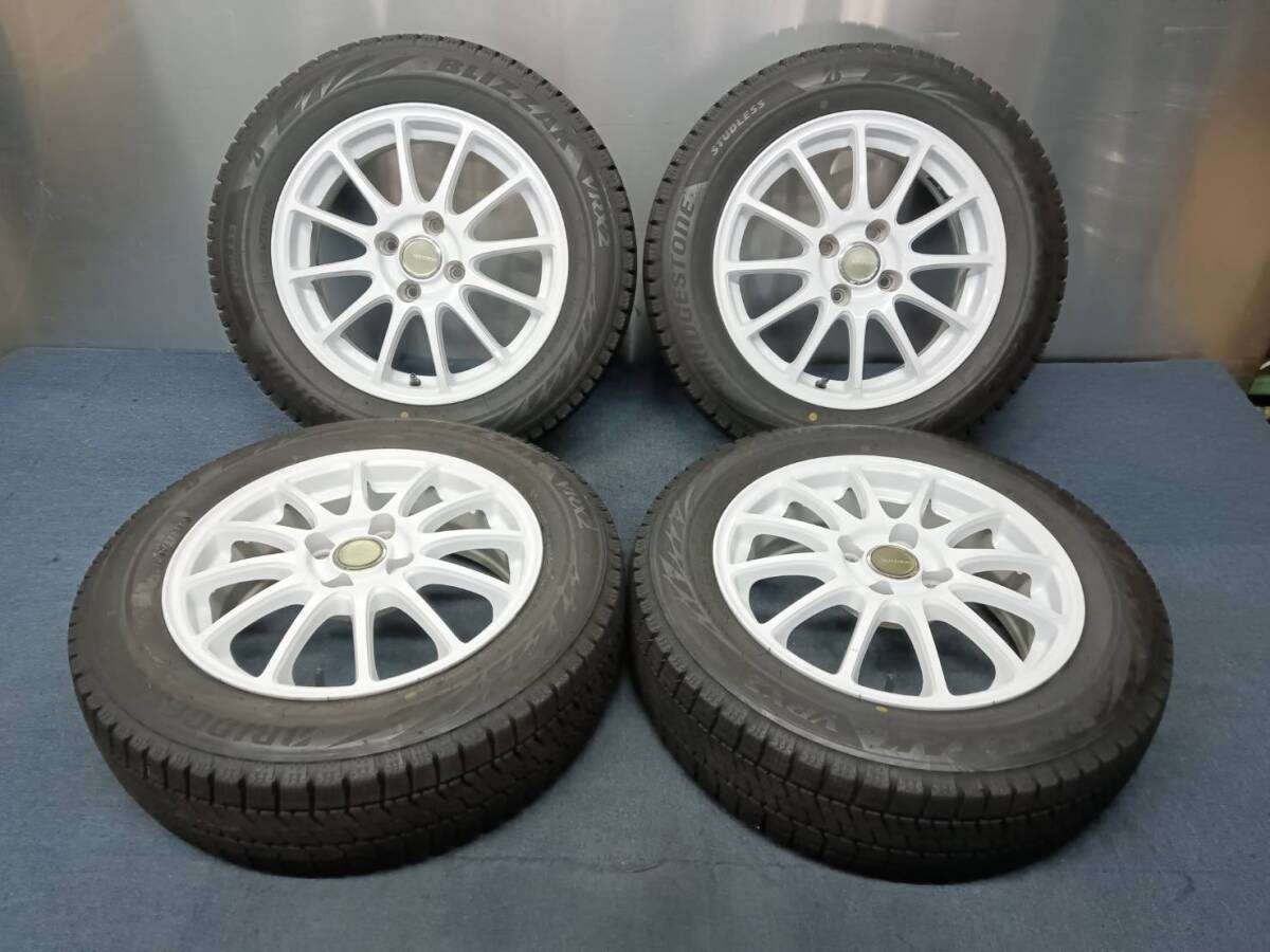 ★8.5-9分山★24年製★再塗装品★ ブリヂストンVRX2 175/65R15　社外ホイール 15×5.5J +45 4H-100 スタッドレス アクア・ヴィッツ等C1336