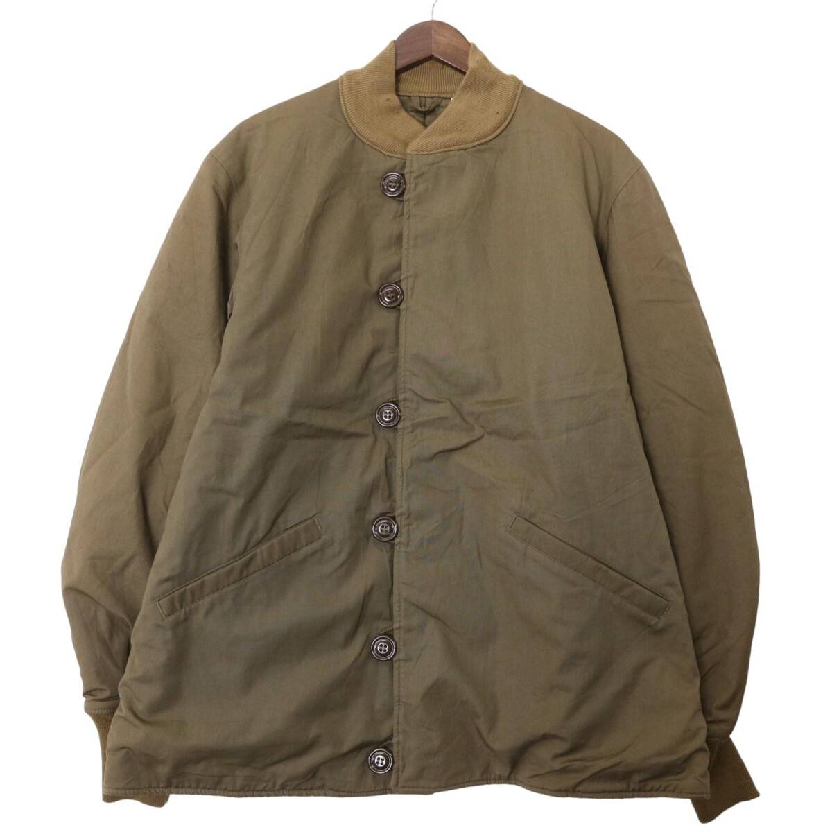40年代 米軍実物 U.S.ARMY M-43 サテンライナー ミリタリー ヘリンボーン オリーブ (メンズ L) 中古 古着 A0618
