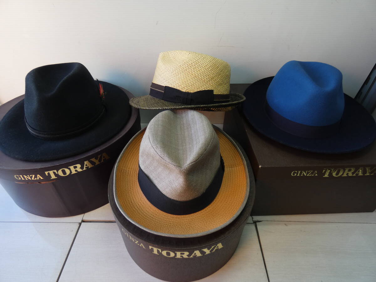 ★ハット4点＋TORAYA箱3点セット TRECKING MAYSER/ボルサリーノ/TORAYA/NOL 高級イタリア帽子 ① 　　 M05140
