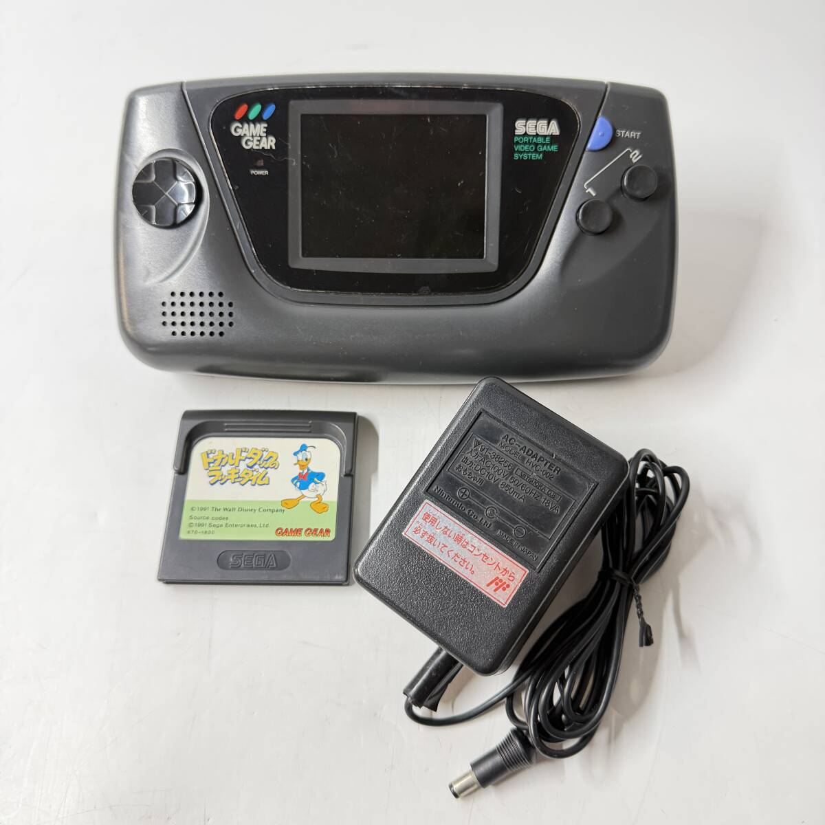 【61193Q】SEGA GAME GEAR セガ ゲームギア HGG-3210 ACアダプター ソフト ドナルドダックのラッキータイム 通電確認済 経年保管品 現状品