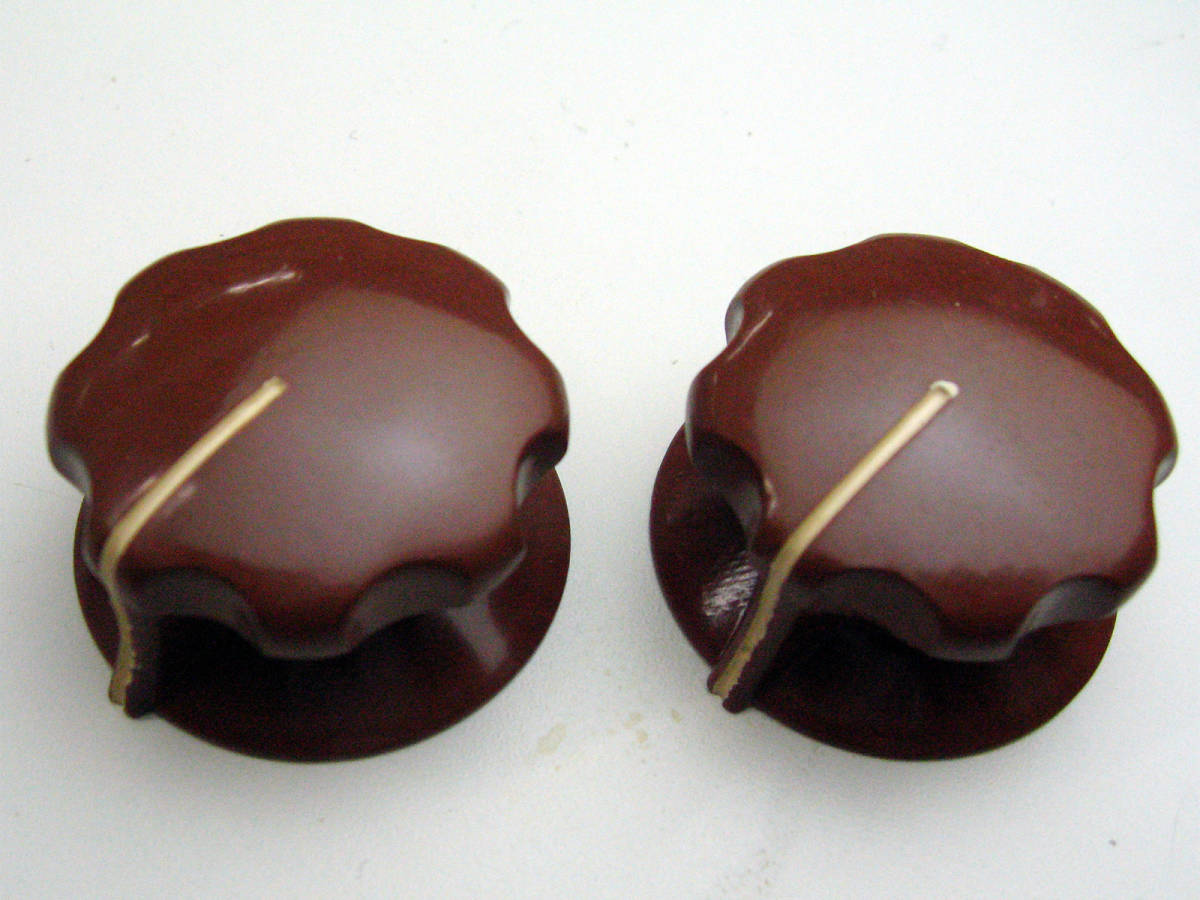 ★☆（管KN002） 国産ヴィンテージモールドツマミ（茶色） 2個セット / Vintage Brown Knobs 2pcs☆★