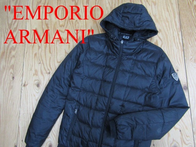 ★エンポリオアルマーニ EMPORIO ARMANI EA7★メンズ レイヤードデザイン フーディダウンジャケット ブラック★R80125046B