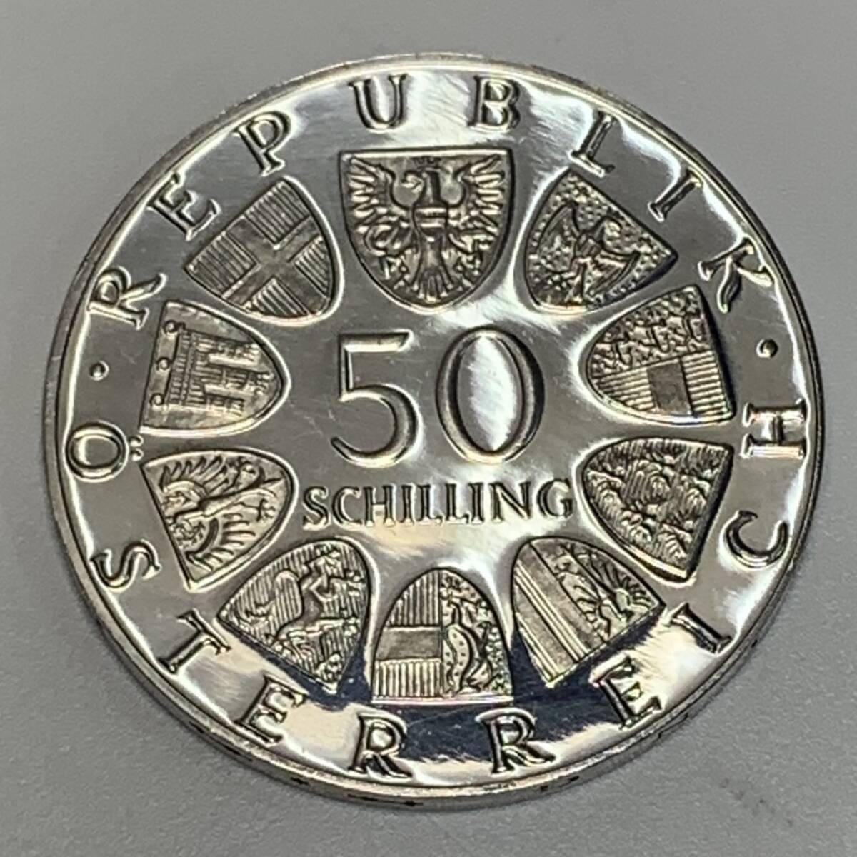 銀貨 オーストリア 放送協会設立50周年記念 50シリング 銀貨 1974年 SV640 約20.1g