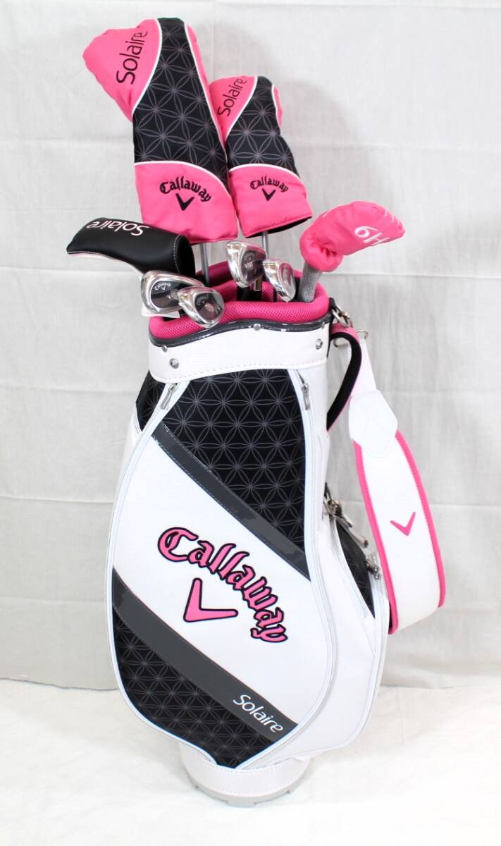 Y7117＃◆未使用・新品同様品◆Callaway キャロウェイ レディース Solaire ソレイル パッケージ クラブ 8本セット＋キャディバッグ 