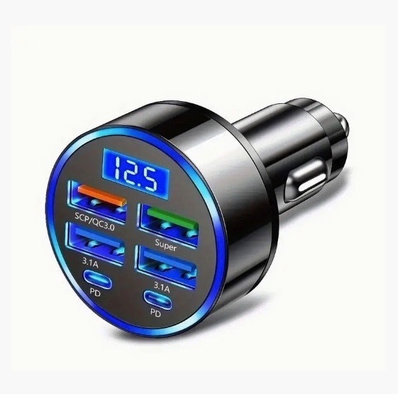 【2個セット】　新型デジタル表示車用充電器 QC3.0+3.1A 車用充電器