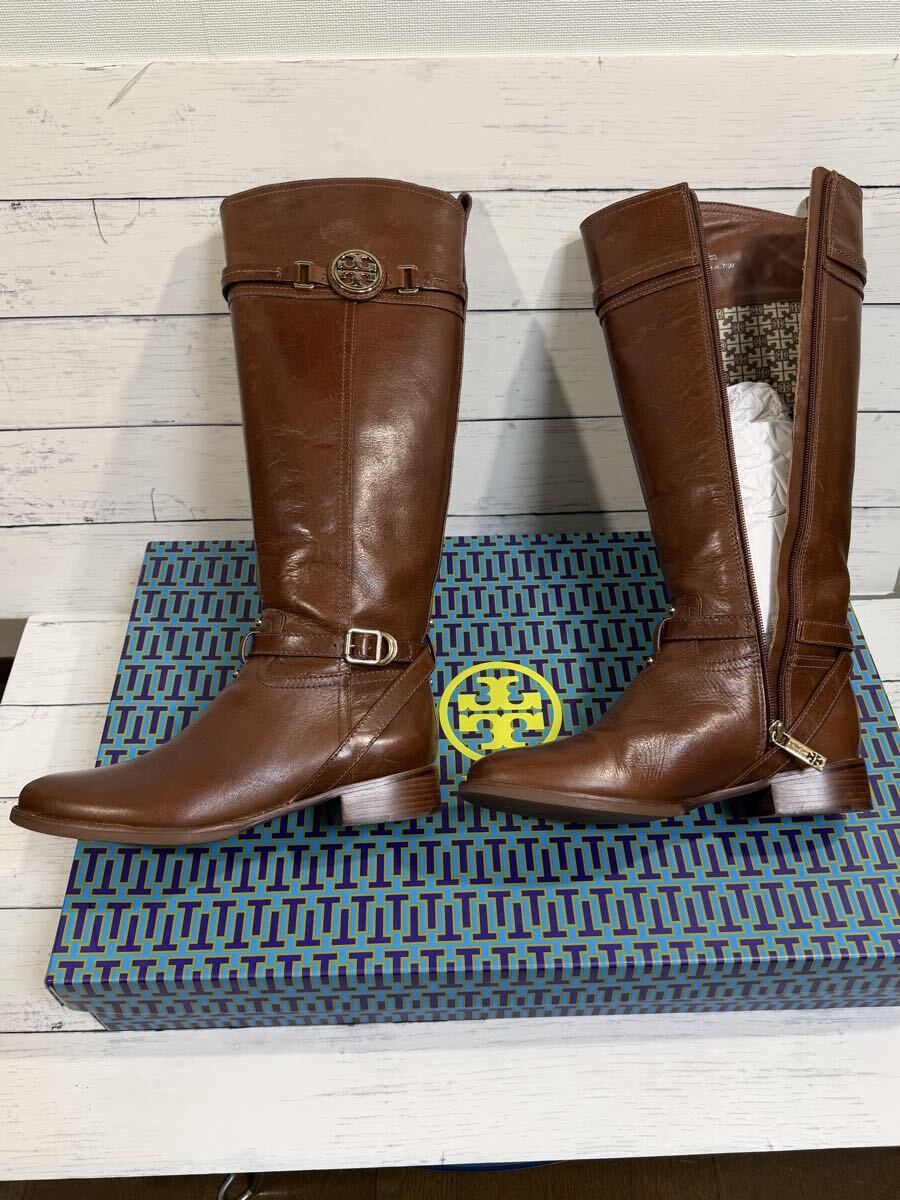 TORY BURCH ロングブーツ ブラウン 本革　24.5 美品　送料込