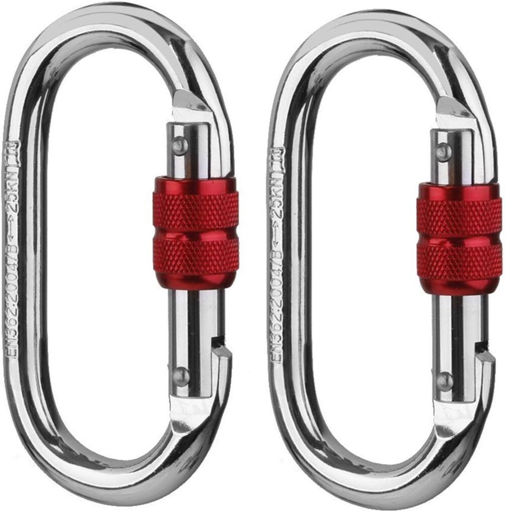 CAMPSTORS登山用 カラビナ 25KN クライミングカラビナ ハードスチール アルミカラビナ レスキュー 登山用具 操作簡単