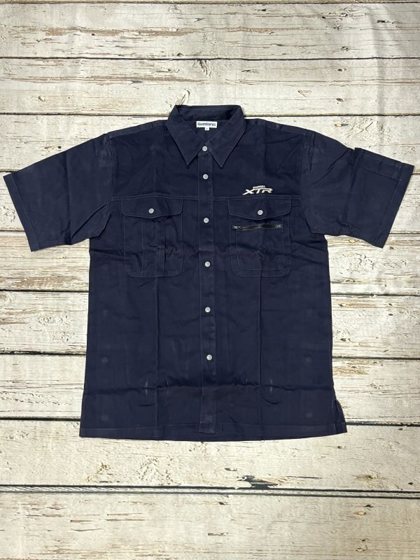 新品 XTR シャツ フリーサイズ 紺 半袖 ネイビー メカニックシャツ ワークシャツ メカシャツ シマノ SHIMANO ジャージ 0105R2601/600