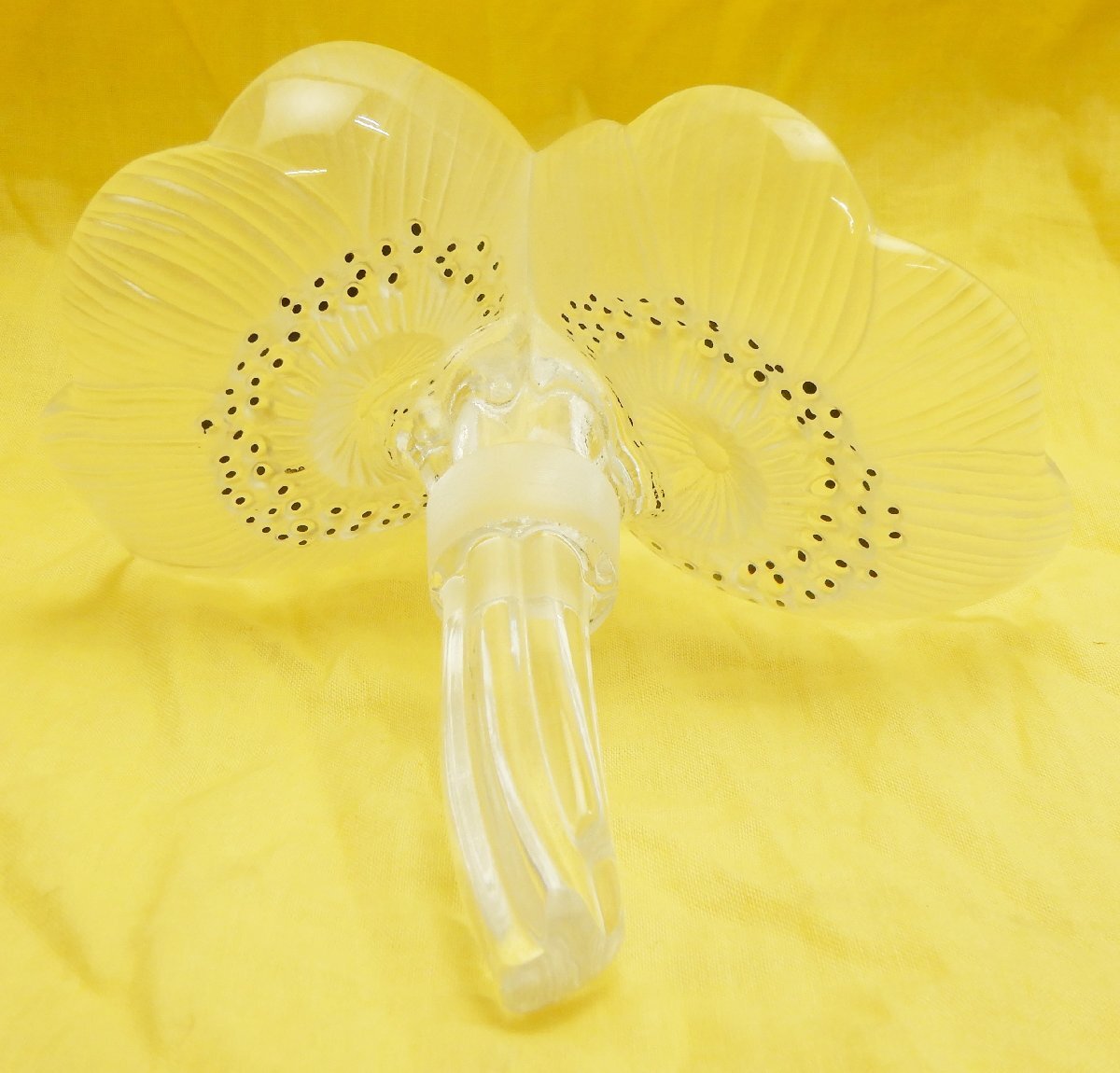 LALIQUE☆ラリック Two Anemones ドゥ・ザネモーヌ アネモネ 置物☆クリスタル ガラス 466g☆V0119673
