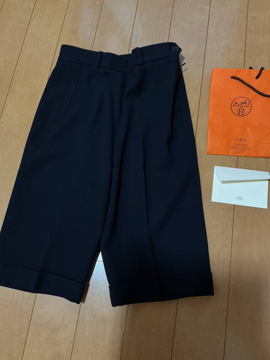 極美品　HERMES エルメスレディース　パンツ　38 ネイビー