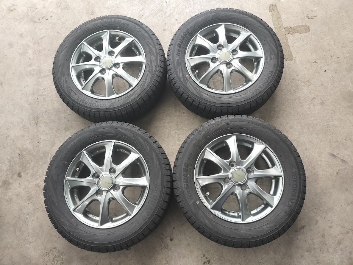 バリ山ガリ傷なし美品！2024年製ヨコハマアイスガード7 IG70 165/65R13 社外アルミ4本セット アトレー エブリィ サンバー タウンボックス