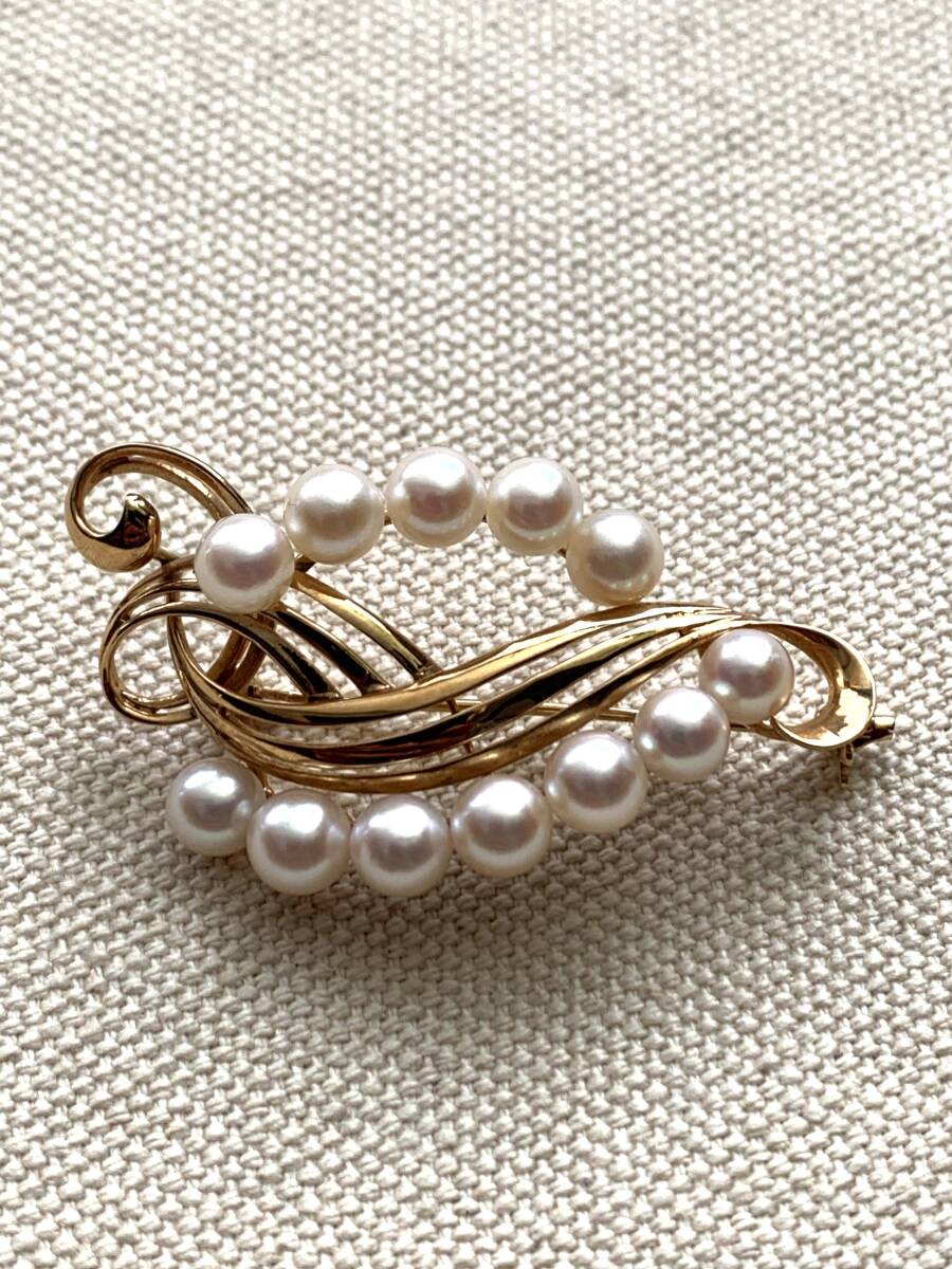 アンティーク　MIKIMOTO　御木本　ミキモト　12P　パール　ブローチ　K14　約9.6ｇ