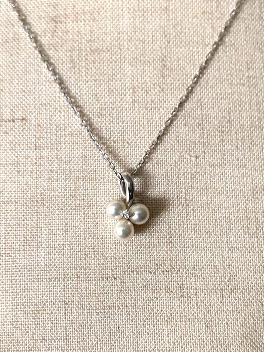 MIKIMOTO　御木本　ミキモト　3P　パール　ダイアモンド　K18　約3.4ｇ