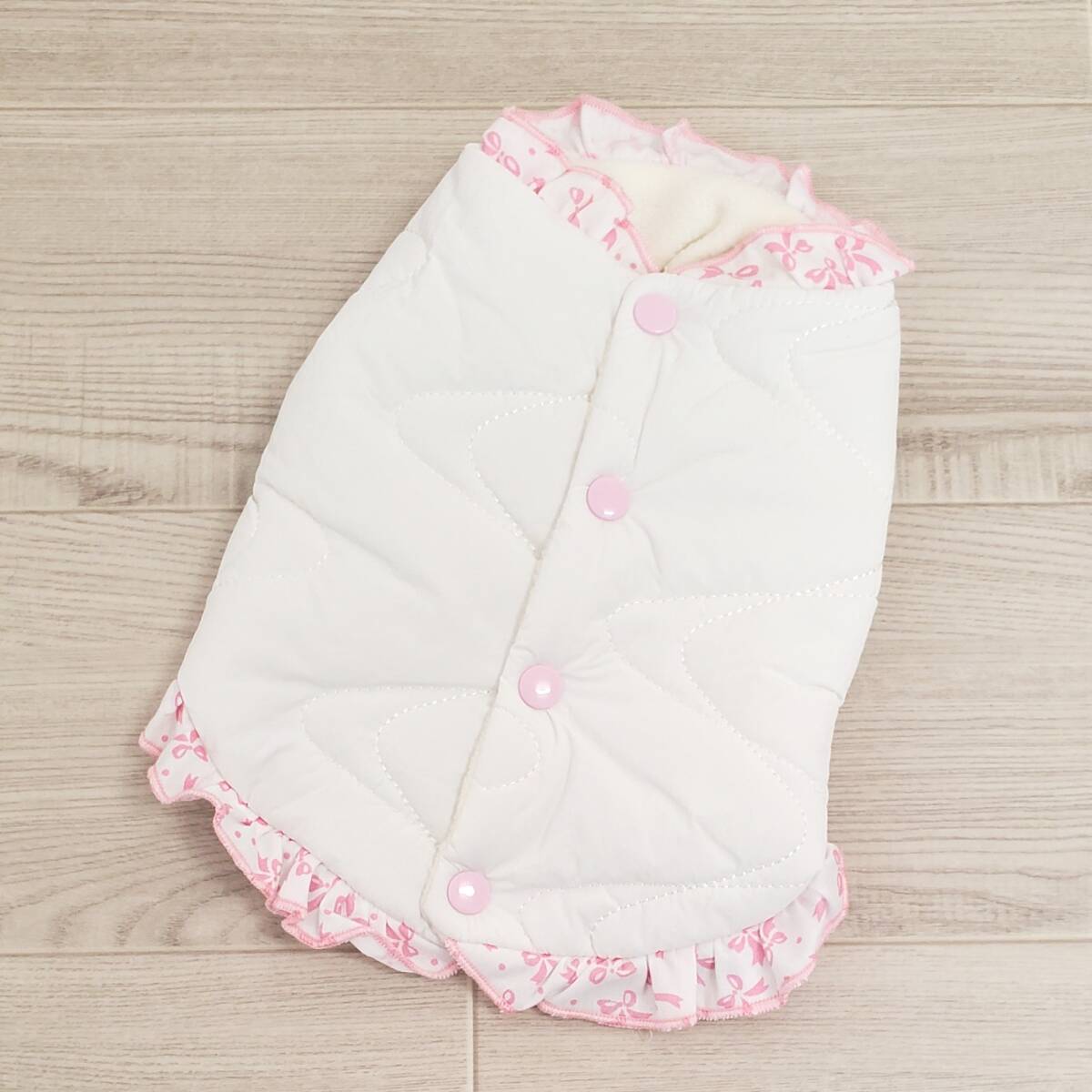 Sサイズ/白色◆【新品未使用】残り1枚 犬服 ベスト 裏起毛 アウター ダウン