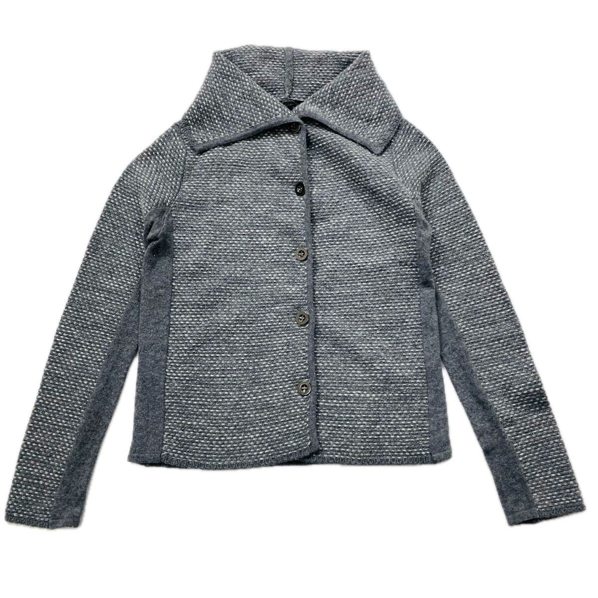 297 MaxMara WEEKEND LINE イタリア製 カシミヤ混 ビッグカラー ニット ジャケット カーディガン グレー レディース マックスマーラ 60130B