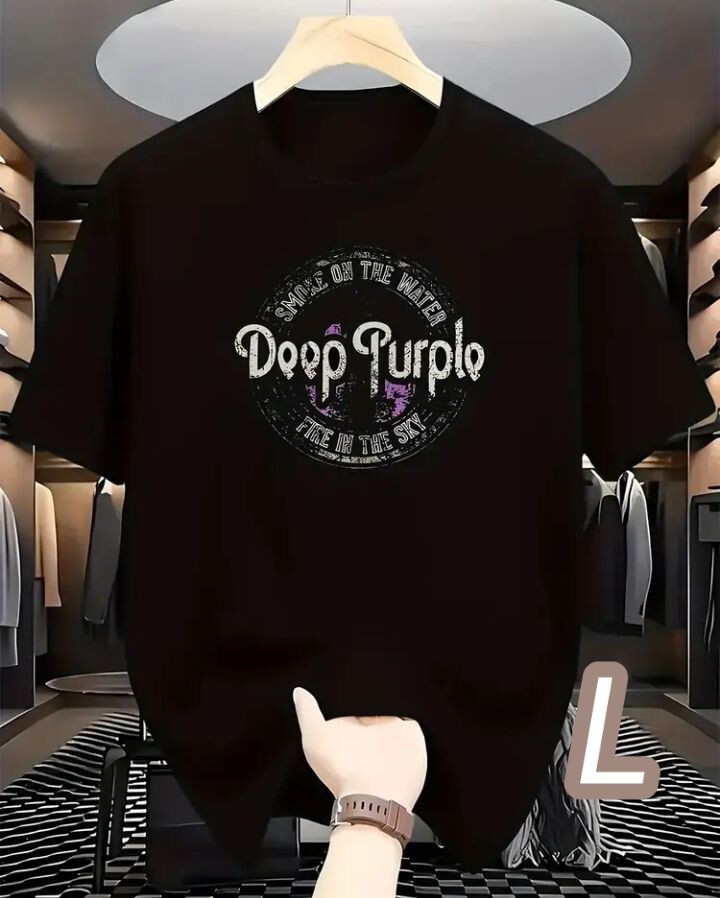 【プレミアムT】黒・Lサイズ《Deep Purple》プラスサイズ■ロックTシャツ