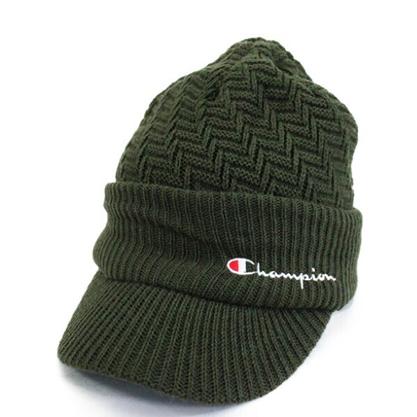 新品 Champion チャンピオン キャスケット MIX カーキ つば付ニット
