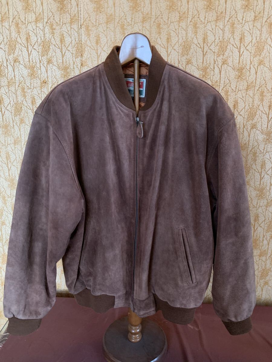 ☆希少美品☆ブラウン牛レザースエードブルゾン　　Lサイズ　　　即日発送　　昭和レトロ　70年代　　GLEEMAN 