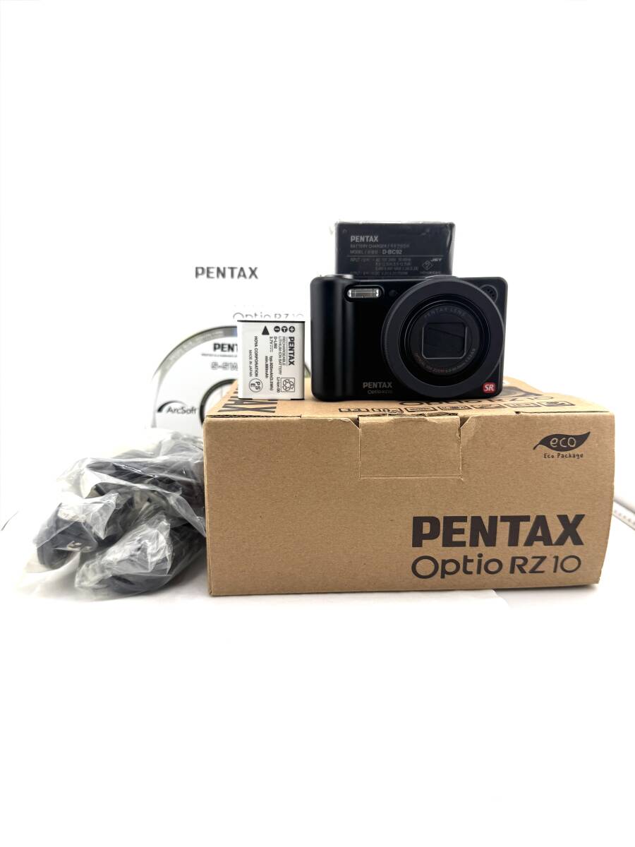 ★良品★PENTAX ペンタックス Optio RZ10 オプティオ コンパクトデジタルカメラ コンデジ デジカメ ブラック 動作確認済み 箱付き★　#423