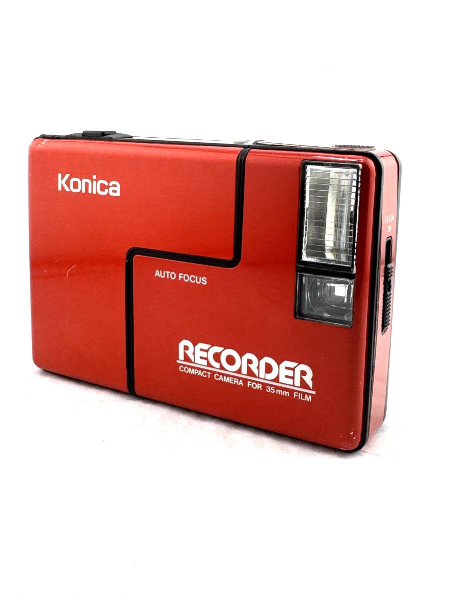 ★良品★Konica コニカ RECORDER 35ｍｍ AUTO FOCUS 35mm HEXANON 24mm F4 レコーダー レッド コンパクトカメラ フィルムカメラ★　#458