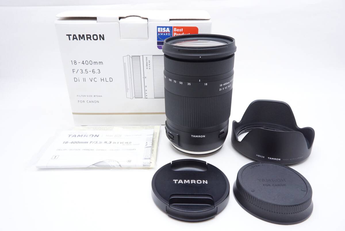 【美品】▽TAMRON タムロン 18-400ｍｍ F3.5-6.3 Di II VC HLD キャノン用 (前後キャップ・フード・元箱・取説付)