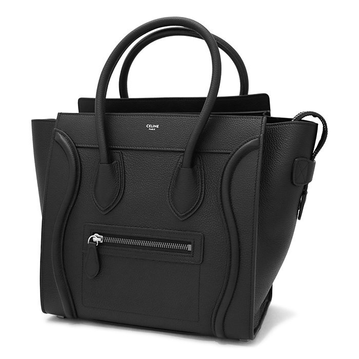 【新品同様/Sランク】セリーヌ(CELINE) ラゲージ マイクロ ショッパー 189793DRU 38NO ハンドバッグ レザー ブラック シルバー金具 保存袋