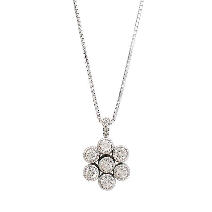K18WG ダイヤモンド ネックレス マグネット式 3way フラワーモチーフ 0.50ct 5.5g ホワイトゴールド 18金 ダイヤ ジュエリー アクセサリー