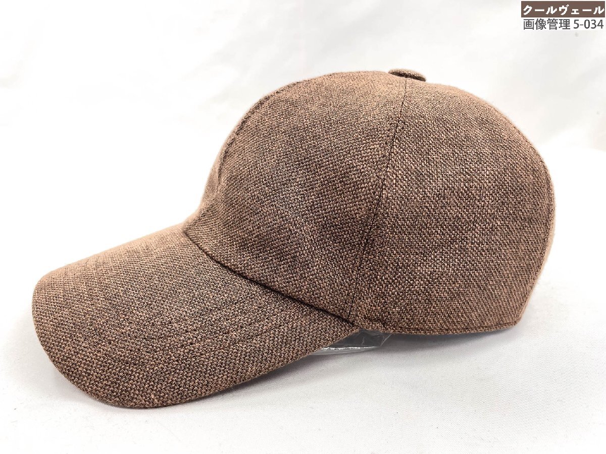 HH極美品【ブルネロクチネリ BRUNELLO CUCINELLI】 シルク混 キャップ 帽子 (男女兼用) sizeM ブラウン系 織柄 イタリア製 ★33LE4193★