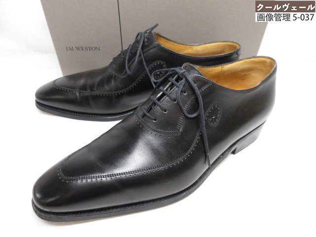 HH美品 【JMウエストン J.M.WESTON】 435 Uチップ 5アイレット 内羽根 レザーシューズ 紳士靴 (メンズ) size6D ブラック ★37MZA8828★