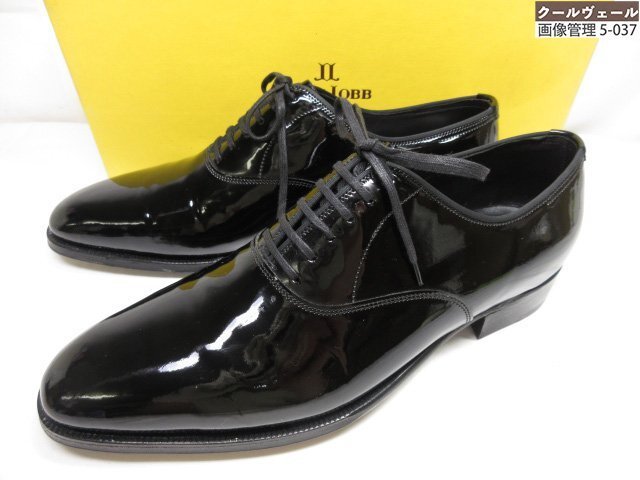 HH極美品 【ジョンロブ】 GARNIER2 ガルニエ2 プレーントゥ パテントレザーシューズ 紳士靴 (メンズ) size8D7000 ブラック ★37MZA8892★