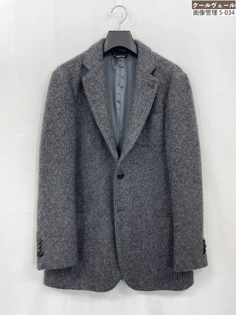 HH超美品【ジョルジオアルマーニ】MSGU20 MS705 シングル2ボタン ジャケット (メンズ) size52 グレー系 肉厚編み柄 イタリア製 ★32MJ1158