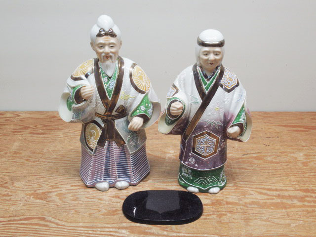 2点セット 九谷菊仙 置物 アンティーク 工芸 陶芸 管理8S0106M-B7