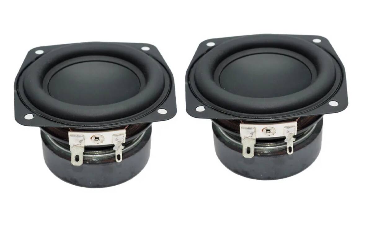 3インチ 78mm スピーカーユニット ウーハー サブウーファー スクエアフレーム 2個セット 4Ω 定格15W 最大30W
