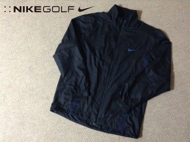 ★中古★ナイキ ゴルフ メンズ フルジップレインジャケット 刺繍ロゴ Wファスナー NIKE GOLF 撥水 半袖 長袖 レギュラー 10s 255248-010