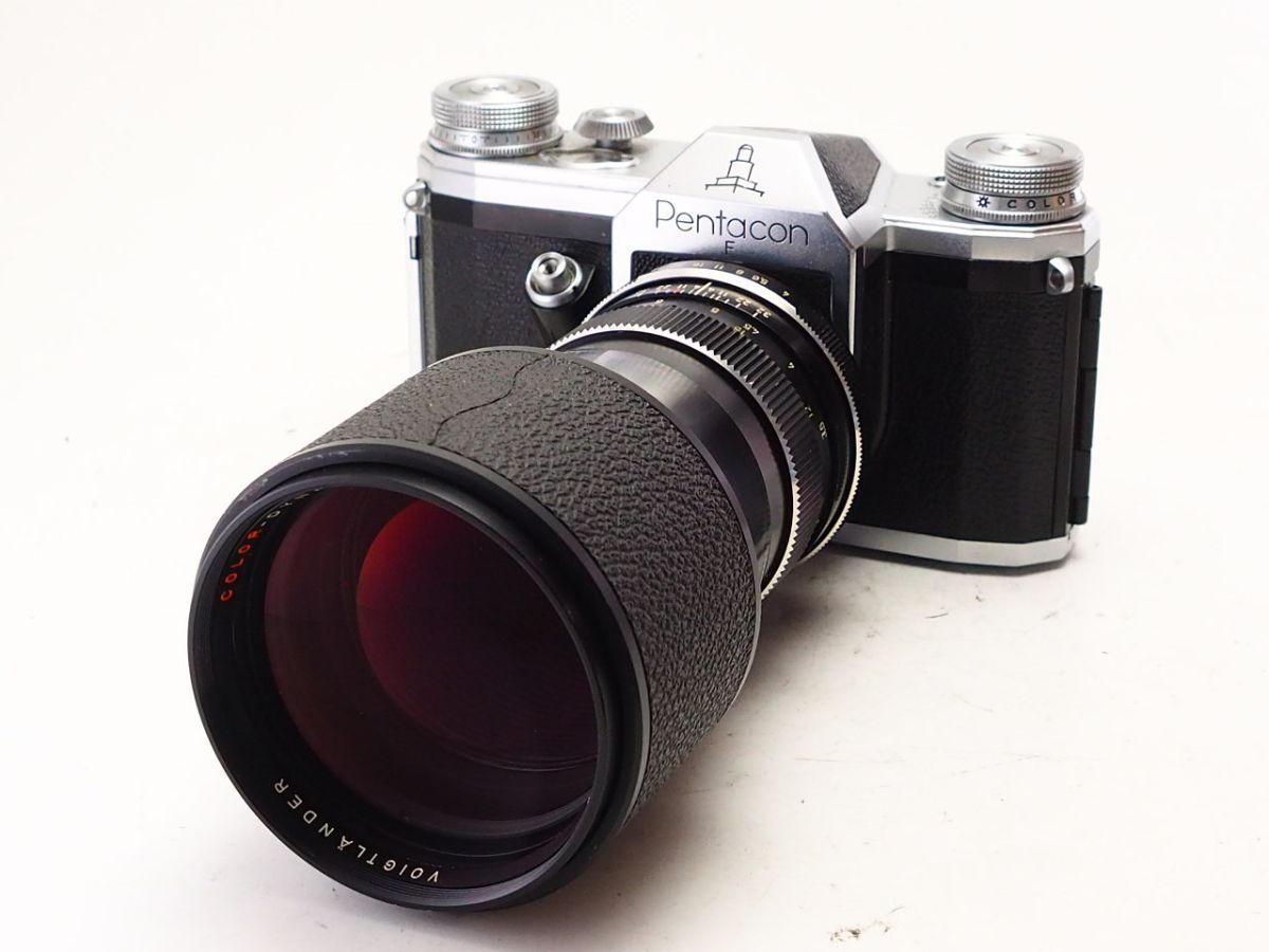 ★訳あり実用品★ ペンタコン PENTACON F ボディ VOIGTLANDER COLOR-DYNAREX 200mm F4 M42用 ★シャッターOK！ #Z1581