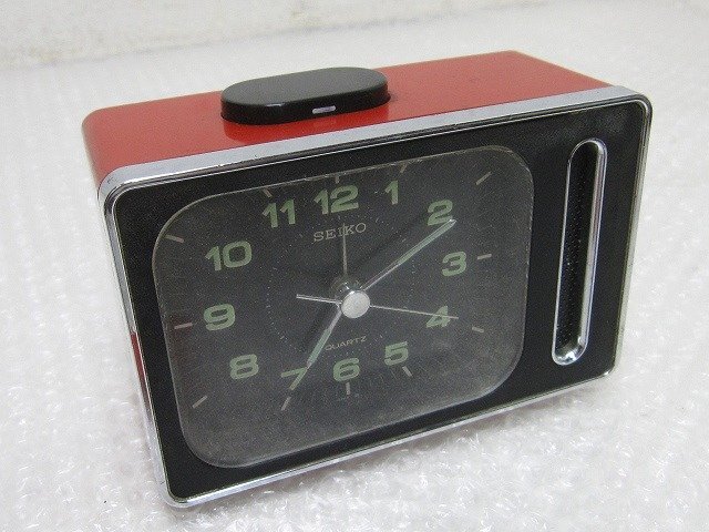 PK29200S★SEIKO★置き時計 目覚まし時計 クォーツ 赤★昭和レトロ アンティーク★