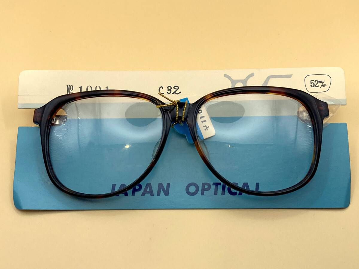 デッドストック 日本製 ウェリントン セル 眼鏡 CUSTOM 1001 ブラウン デミ 52 未使用 茶 フレーム 昭和 レトロ 全眼協 ティアドロップ