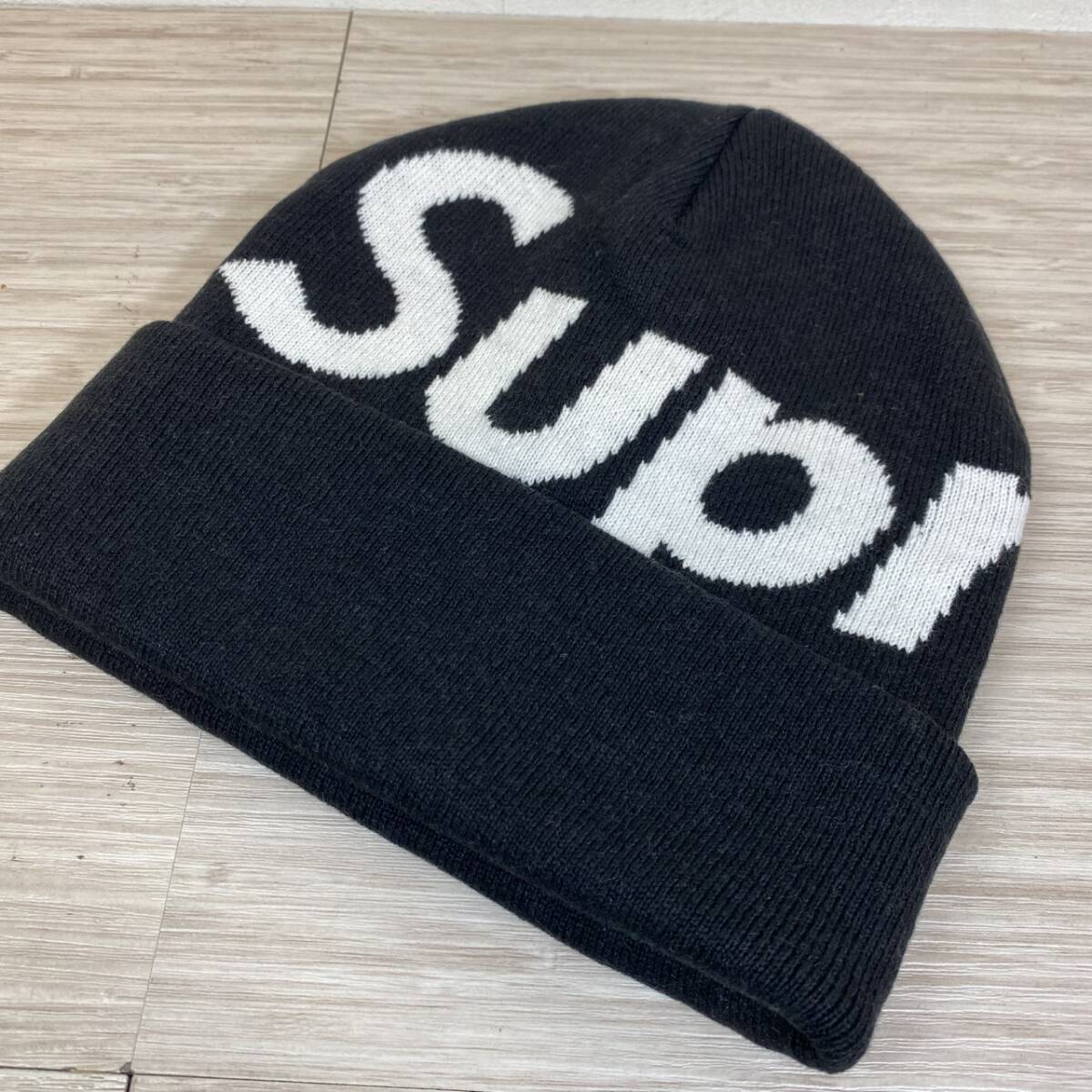 ●【MH-2084】未使用 Supreme Big Logo Beanie Blackシュプリーム ビッグロゴ ビーニー ブラック 黒 ニット帽【レタパ可能】