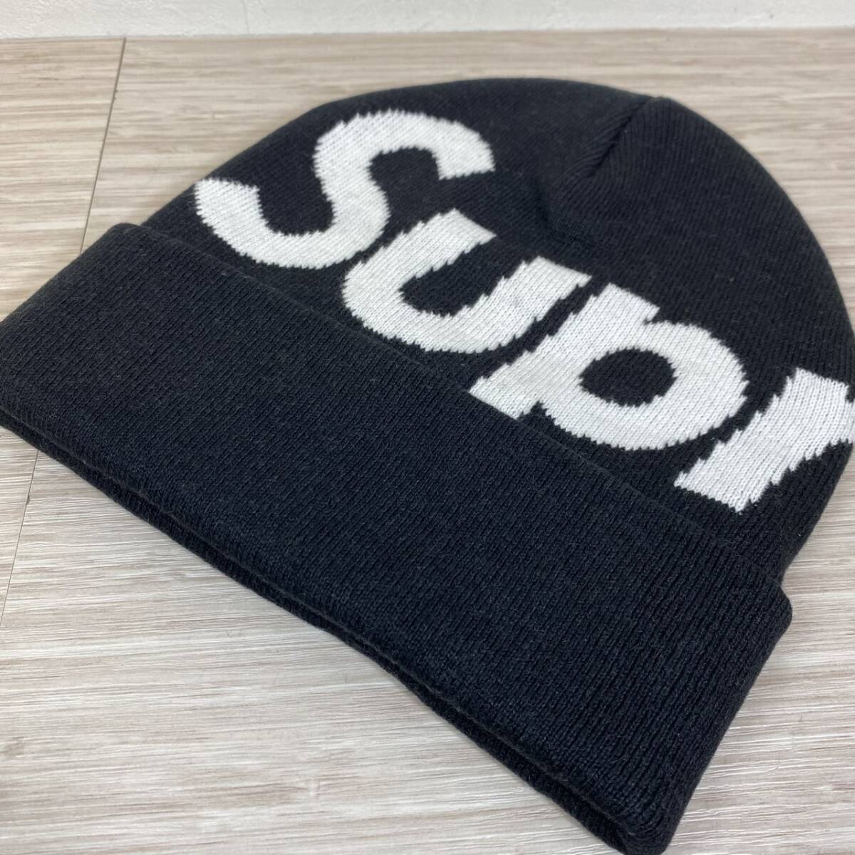 ●【MH-2085】未使用 Supreme Big Logo Beanie Blackシュプリーム ビッグロゴ ビーニー ブラック 黒 ニット帽【レタパ可能】