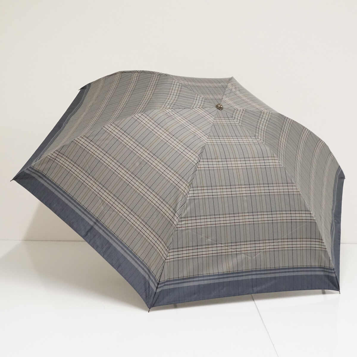 折りたたみ傘 TRU TRUSSARDI STILE トゥルー トラサルディ スティーレ USED美品 グレー系 チェック 60cm FA9482